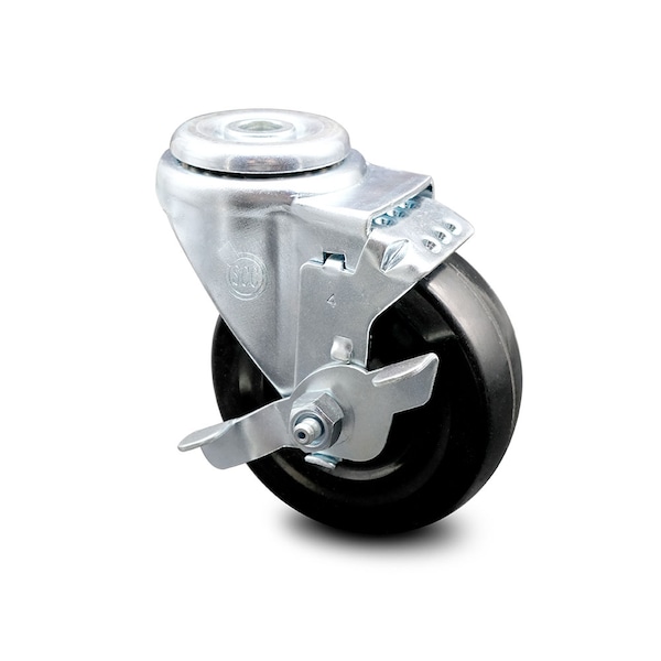 4 Inch Hard Rubber Wheel Swivel Bolt Hole Caster with Brake